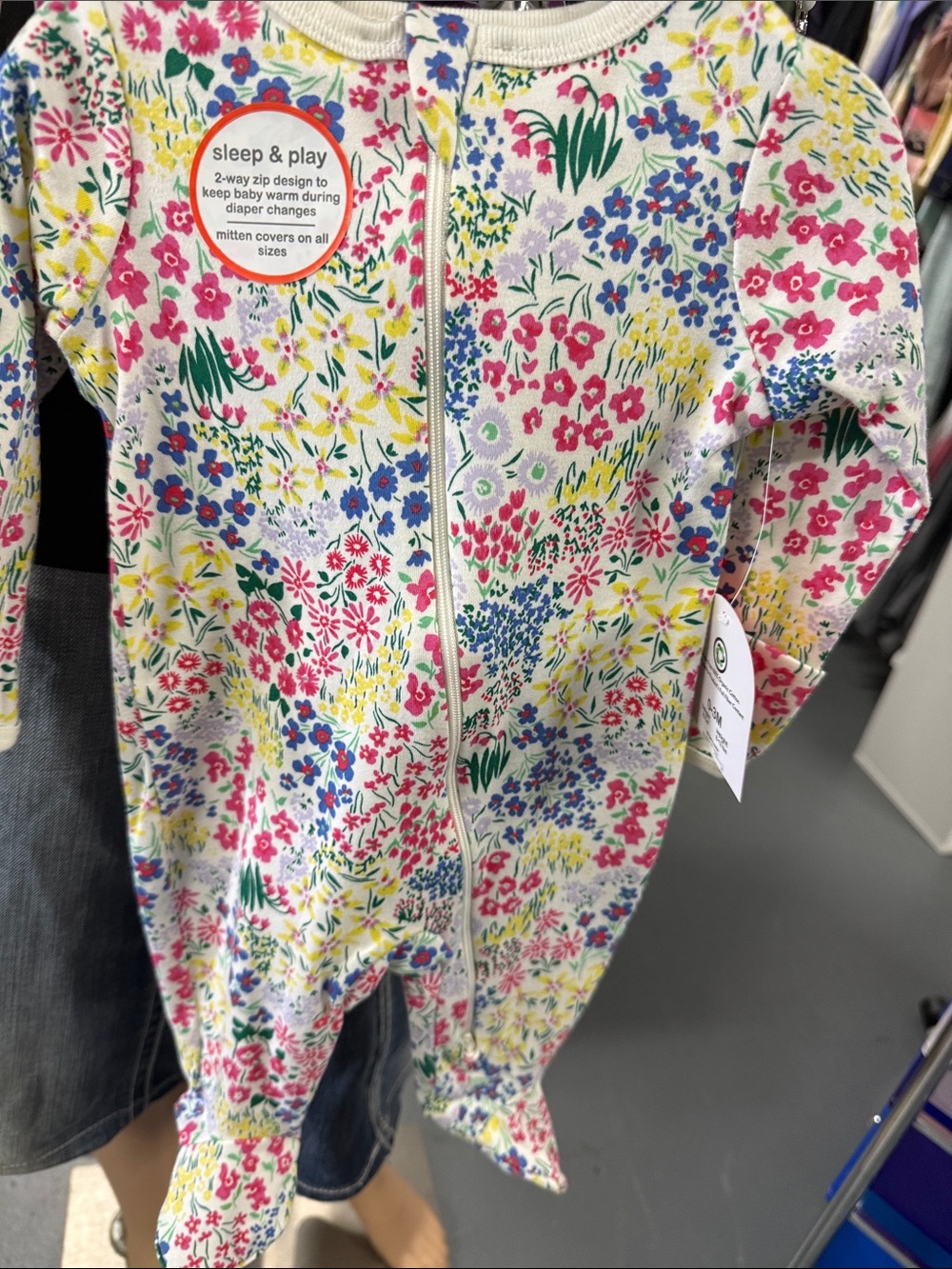 wonder nation Floral Zip-Front Footed One-Piece - Pink, Blue & Yellow